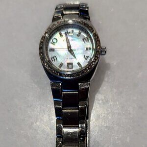 Vintage Y2K Fossil Watch Womens Silver Tone Date Stainless Crystal Accent